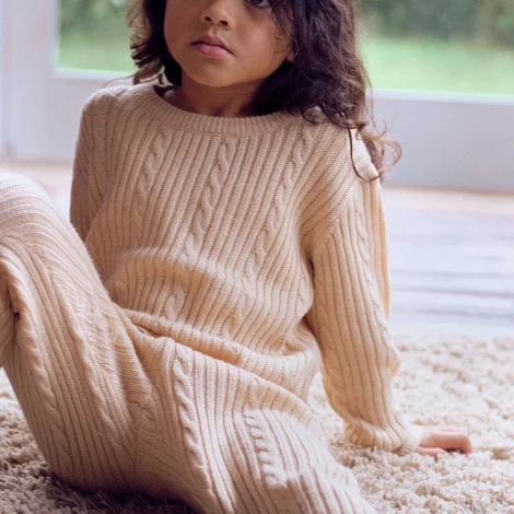 KidsCableKnitLeggingsSand